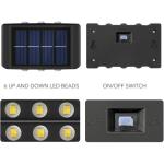 TIMBUTUS 2pcs Solar Outdoor Lights 6LED Beads Up And Down Light Solar Powered Waterproof Wall Light